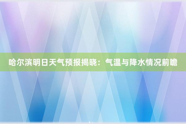 哈尔滨明日天气预报揭晓：气温与降水情况前瞻